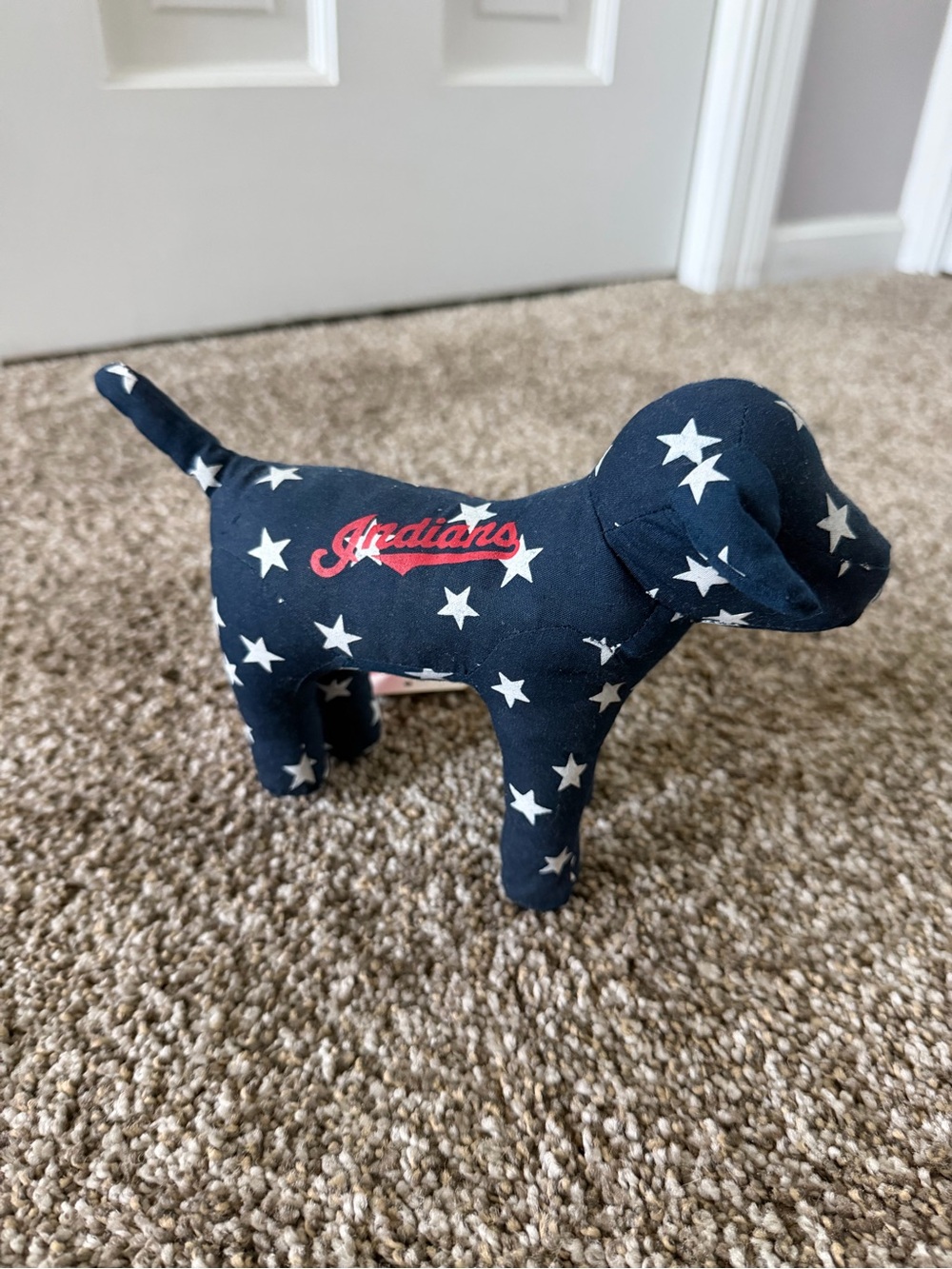 PINK Victoria's Secret Navy Star Cleveland Indians Plush Dog with Red Logo